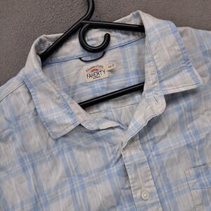 FAHERTY BRAND Mens Plaid Button Down Long Sleeve Shirt Blue White 2XL